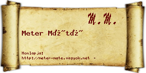 Meter Máté névjegykártya